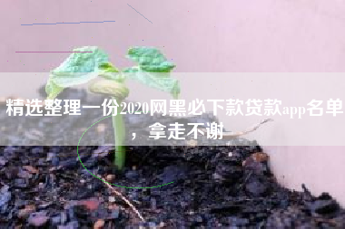 精选整理一份2020网黑必下款贷款app名单，拿走不谢
