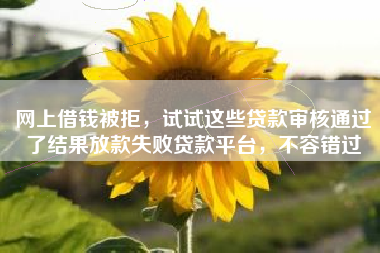 网上借钱被拒，试试这些贷款审核通过了结果放款失败贷款平台，不容错过