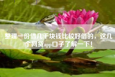 整理一份借几千块钱比较好借的,这几个网贷app口子了解一下! 整理一份借几千块钱比较好借的,这几个网贷app口子了解一下!