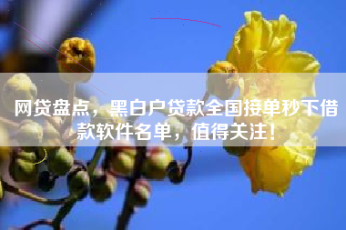 网贷盘点，黑白户贷款全国接单秒下借款软件名单，值得关注！
