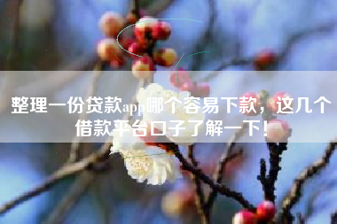 整理一份贷款app哪个容易下款，这几个借款平台口子了解一下！