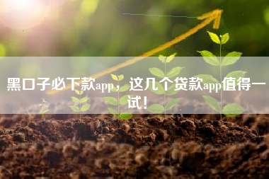 黑口子必下款app，这几个贷款app值得一试！