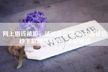 网上借钱被拒，试试这些借5000不看征信秒下款网贷平台，不容错过