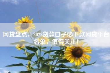 网贷盘点，2022贷款口子必下款网贷平台名单，值得关注！