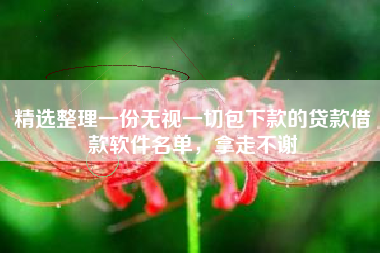 精选整理一份无视一切包下款的贷款借款软件名单，拿走不谢