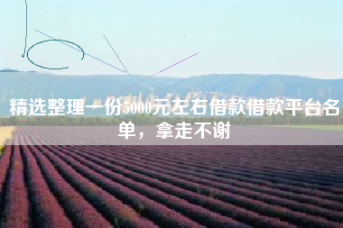 精选整理一份5000元左右借款借款平台名单，拿走不谢