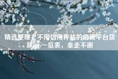 精选整理，不用信用评估的借钱平台贷款app一览表，拿走不谢