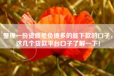 整理一份资质差负债多的能下款的口子，这几个贷款平台口子了解一下！