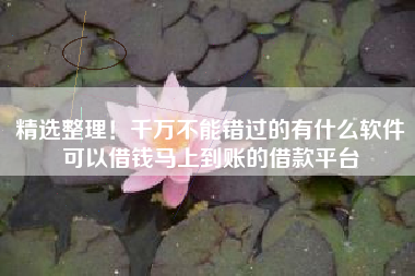 精选整理!千万不能错过的有什么软件可以借钱马上到账的借款平台 精选整理!千万不能错过的有什么软件可以借钱马上到账的借款平台