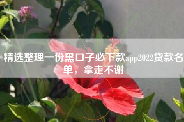 精选整理一份黑口子必下款app2022贷款名单，拿走不谢