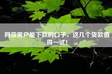 网贷黑户能下款的口子,这几个贷款值得一试! 网贷黑户能下款的口子,这几个贷款值得一试!