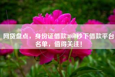 网贷盘点，身份证借款3000秒下借款平台名单，值得关注！