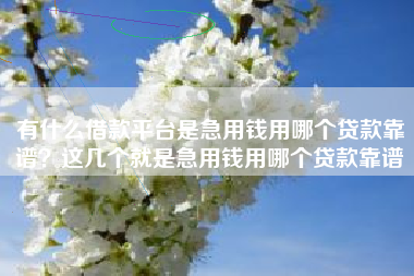 有什么借款平台是急用钱用哪个贷款靠谱？这几个就是急用钱用哪个贷款靠谱