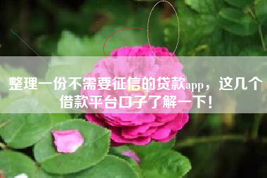 整理一份不需要征信的贷款app，这几个借款平台口子了解一下！