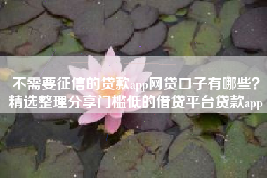 不需要征信的贷款app网贷口子有哪些？精选整理分享门槛低的借贷平台贷款app