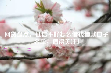 网贷盘点，征信不好怎么借钱借款口子名单，值得关注！