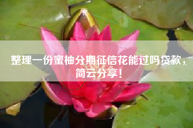 整理一份蜜柚分期征信花能过吗贷款，简云分享！