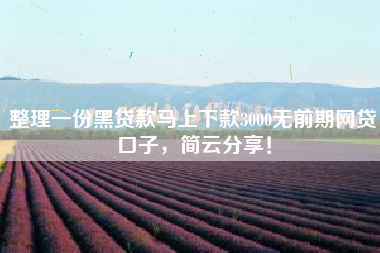 整理一份黑贷款马上下款3000无前期网贷口子，简云分享！