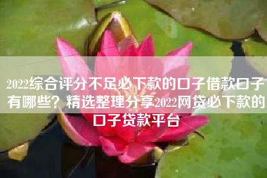 2022综合评分不足必下款的口子借款口子有哪些？精选整理分享2022网贷必下款的口子贷款平台