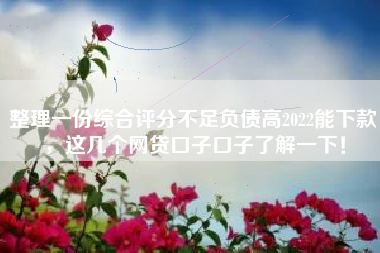 整理一份综合评分不足负债高2022能下款，这几个网贷口子口子了解一下！