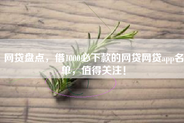 网贷盘点，借1000必下款的网贷网贷app名单，值得关注！