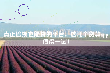 真正逾期也能贷的平台，这几个贷款app值得一试！