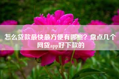 怎么贷款最快最方便有哪些？盘点几个网贷app好下款的