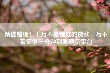 精选整理!千万不能错过的贷款一万不看征信三分钟到账网贷平台 精选整理!千万不能错过的贷款一万不看征信三分钟到账网贷平台