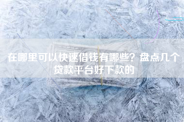 在哪里可以快速借钱有哪些?盘点几个贷款平台好下款的 在哪里可以快速借钱有哪些?盘点几个贷款平台好下款的