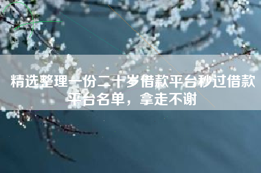 精选整理一份二十岁借款平台秒过借款平台名单，拿走不谢