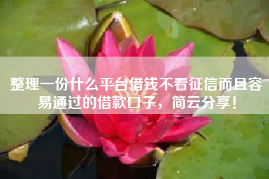 整理一份什么平台借钱不看征信而且容易通过的借款口子，简云分享！