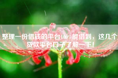 整理一份借钱的平台100%能借到，这几个贷款平台口子了解一下！