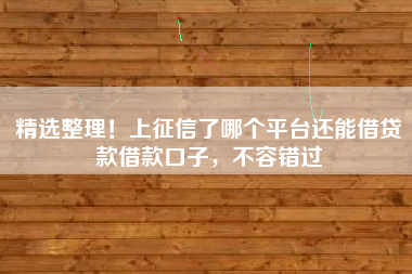 精选整理！上征信了哪个平台还能借贷款借款口子，不容错过
