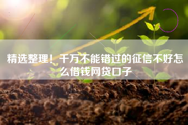 精选整理！千万不能错过的征信不好怎么借钱网贷口子