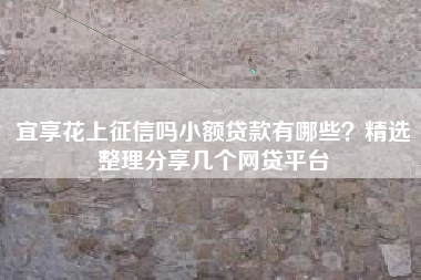 宜享花上征信吗小额贷款有哪些？精选整理分享几个网贷平台