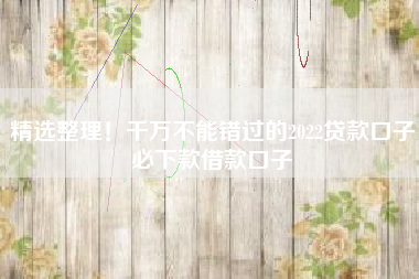 精选整理！千万不能错过的2022贷款口子必下款借款口子