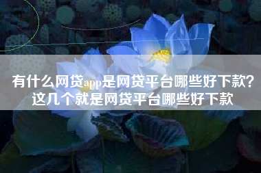 有什么网贷app是网贷平台哪些好下款？这几个就是网贷平台哪些好下款