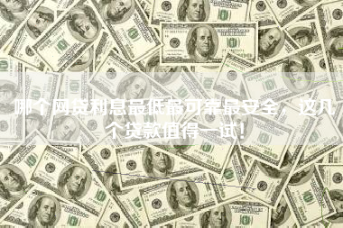 哪个网贷利息最低最可靠最安全，这几个贷款值得一试！