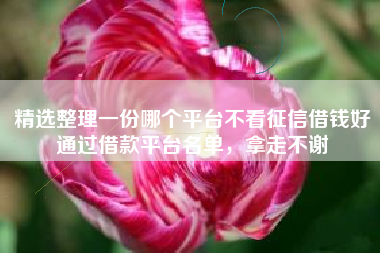 精选整理一份哪个平台不看征信借钱好通过借款平台名单，拿走不谢