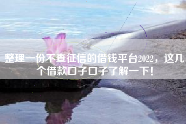 整理一份不查征信的借钱平台2022，这几个借款口子口子了解一下！