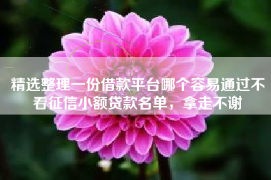 精选整理一份借款平台哪个容易通过不看征信小额贷款名单,拿走不谢 精选整理一份借款平台哪个容易通过不看征信小额贷款名单,拿走不谢