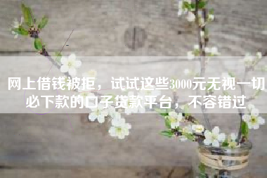 网上借钱被拒，试试这些3000元无视一切必下款的口子贷款平台，不容错过
