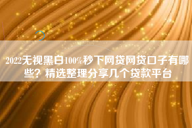 2022无视黑白100%秒下网贷网贷口子有哪些？精选整理分享几个贷款平台