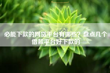 必能下款的网贷平台有哪些？盘点几个借款平台好下款的