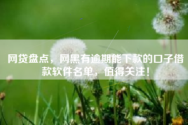 网贷盘点，网黑有逾期能下款的口子借款软件名单，值得关注！
