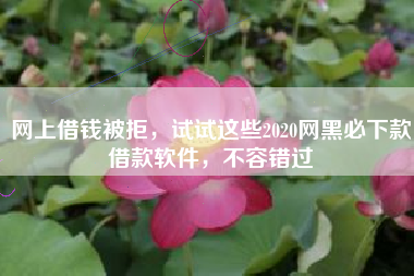 网上借钱被拒，试试这些2020网黑必下款借款软件，不容错过