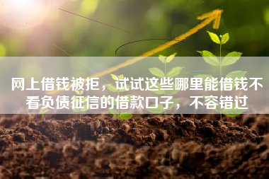 网上借钱被拒，试试这些哪里能借钱不看负债征信的借款口子，不容错过