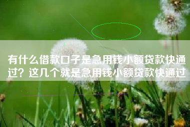 有什么借款口子是急用钱小额贷款快通过?这几个就是急用钱小额贷款快通过 有什么借款口子是急用钱小额贷款快通过?这几个就是急用钱小额贷款快通过