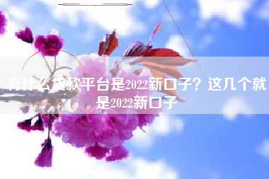 有什么贷款平台是2022新口子?这几个就是2022新口子 有什么贷款平台是2022新口子?这几个就是2022新口子