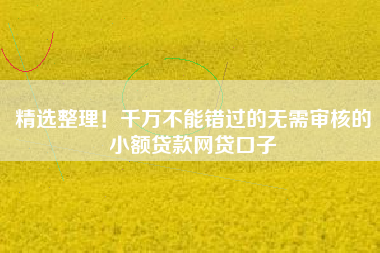 精选整理！千万不能错过的无需审核的小额贷款网贷口子